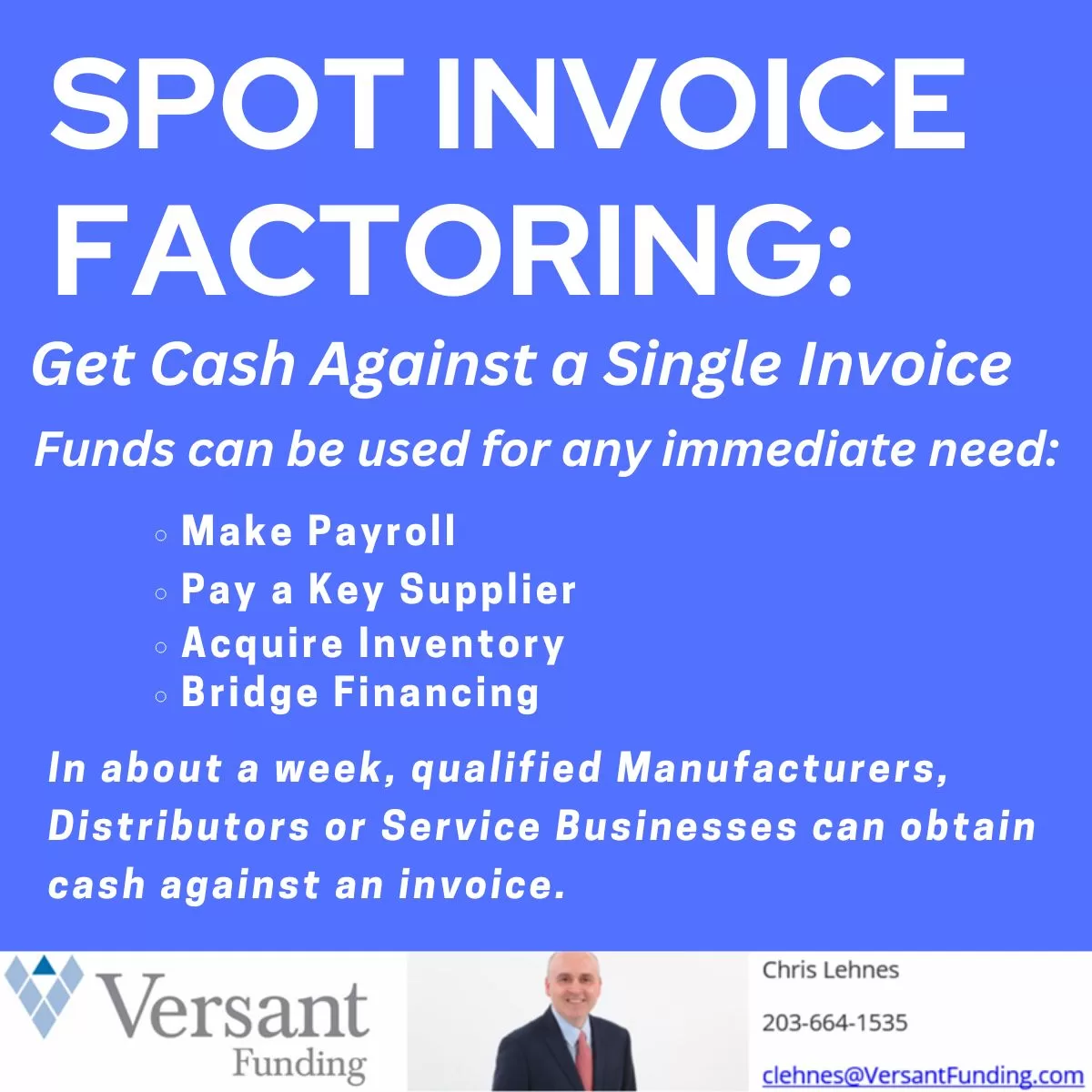 Spot Factoring - Cash against a single invoice