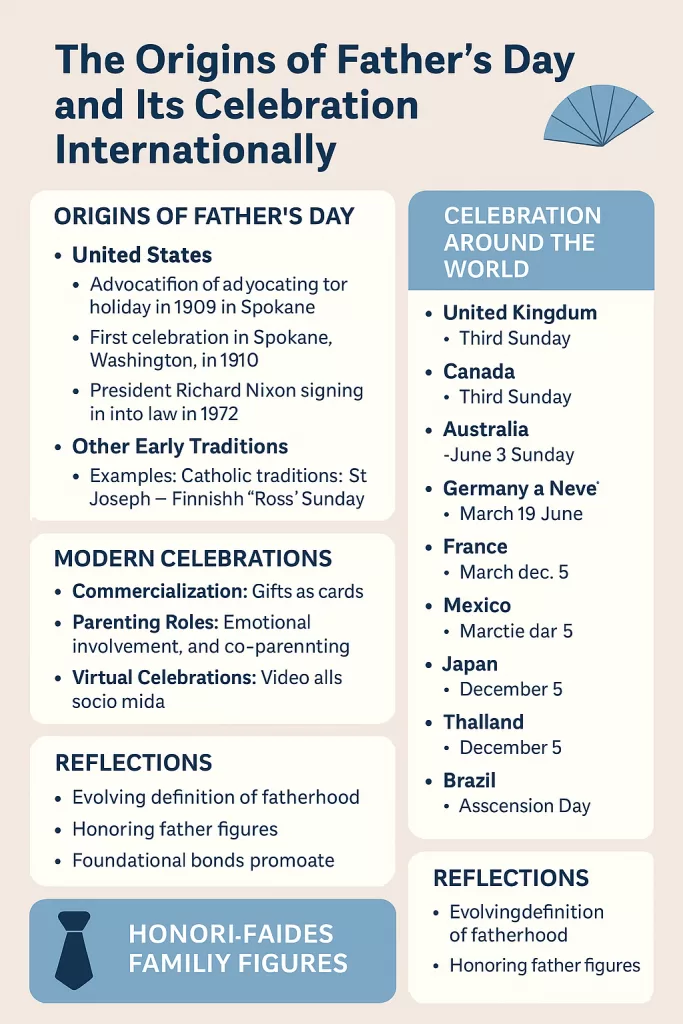 Father’s Day is a special occasion dedicated to honoring and appreciating the role of fathers and father figures in society. While it may not carry the commercial weight or global consistency of Mother's Day, Father's Day is nonetheless a significant cultural event across many nations. Its origins are both grassroots and institutional, involving personal stories, religious influences, national traditions, and evolving societal values. Father's Day